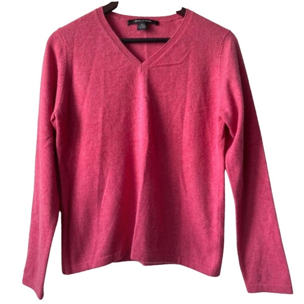 Classe Cashmere Pink 100% Cashmere V-Neck Sweater Long Sleeve Womens Medium